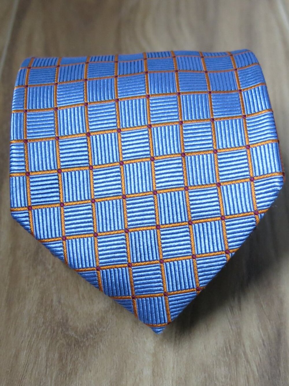 Firenze Uomo Multi Color Geometric Grid/Square Pattern 100% Silk Men's Necktie